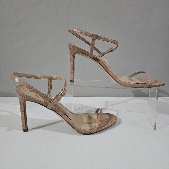 NEW Sam Edelman Doran Strappy Sandal Stiletto Heel Tan Croc Womens 9.5 - Picture 3 of 13